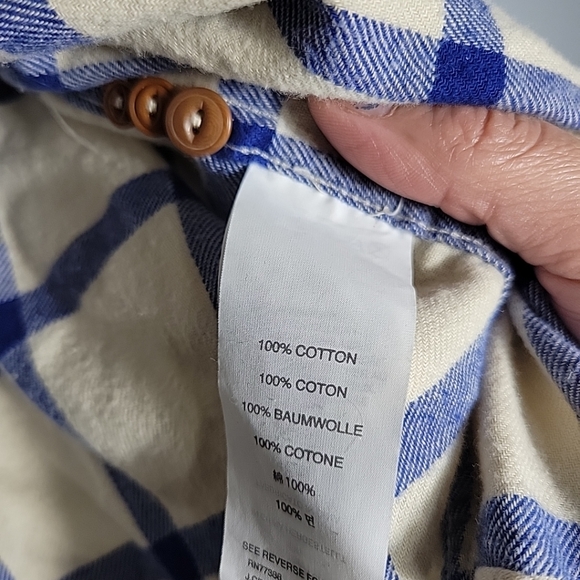 J Crew BoyFit Flannel Shirt Blue/White Window Pane Long Sleeve Women's Size 10 - Picture 6 of 9